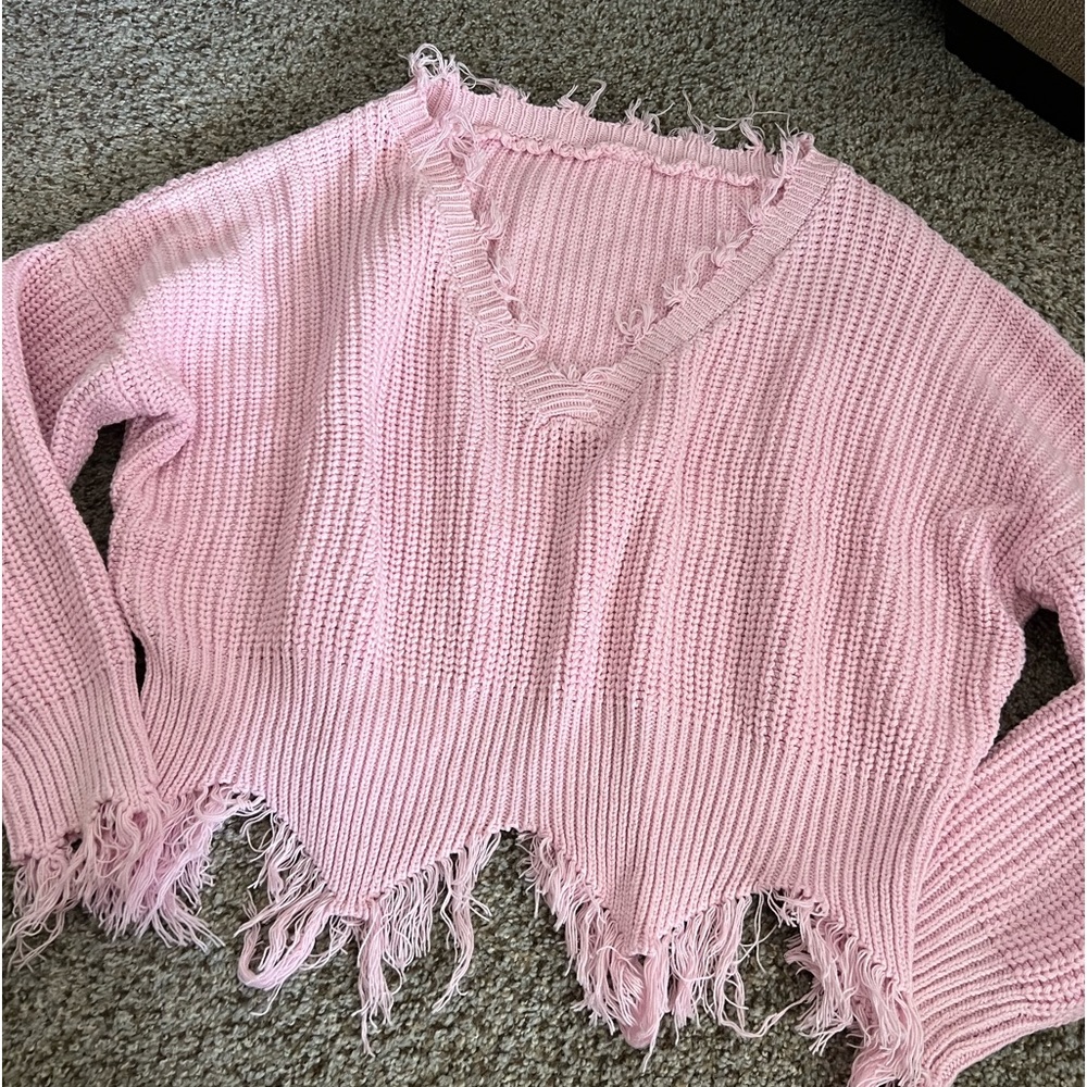 Cropped pink sweater, size S